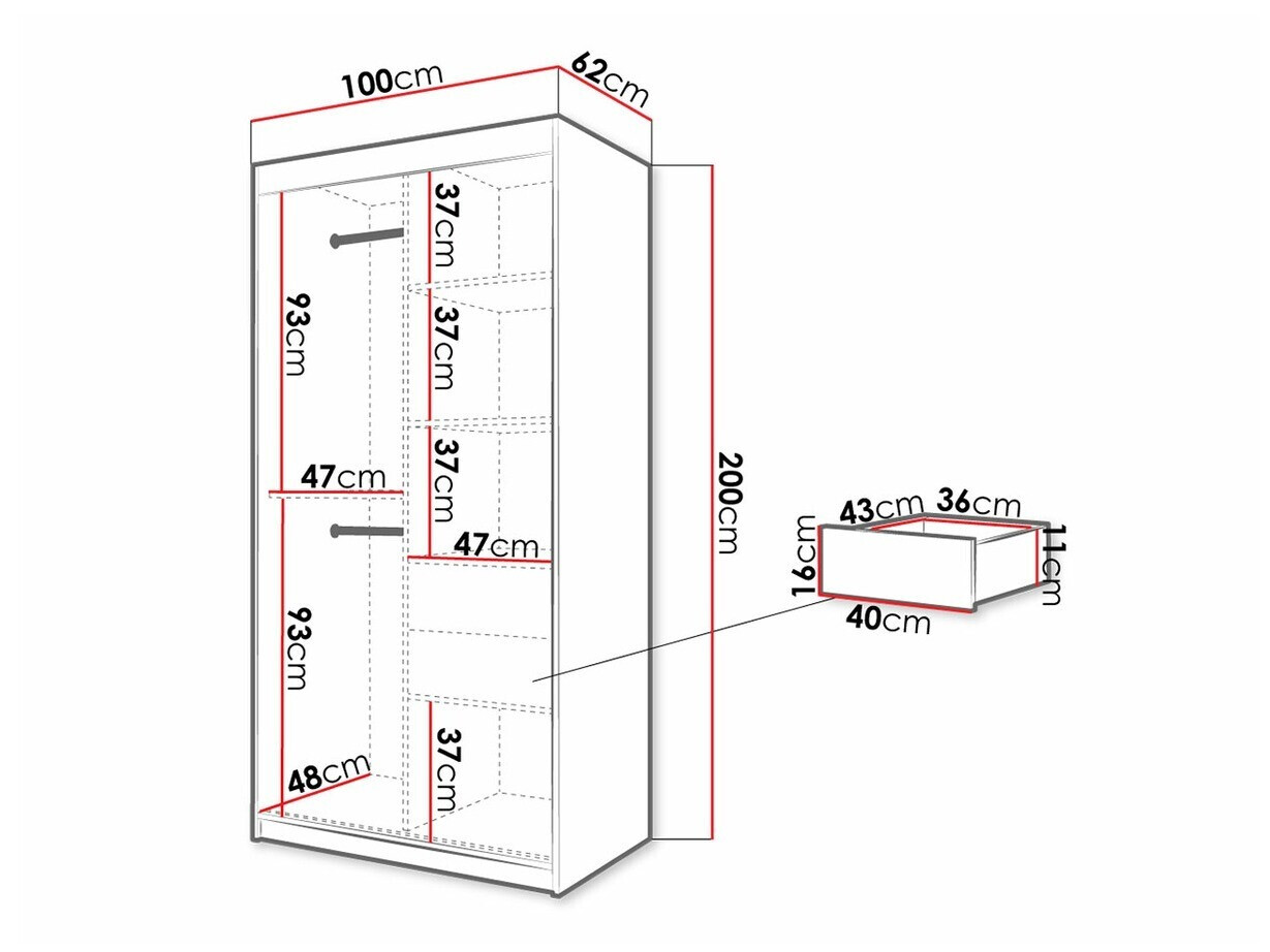 Шкаф Hartford 307 (Белый + Чёрный)