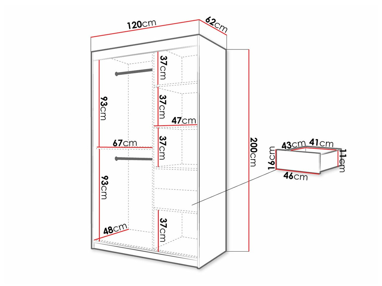 Шкаф Hartford 308 (Белый + Чёрный)
