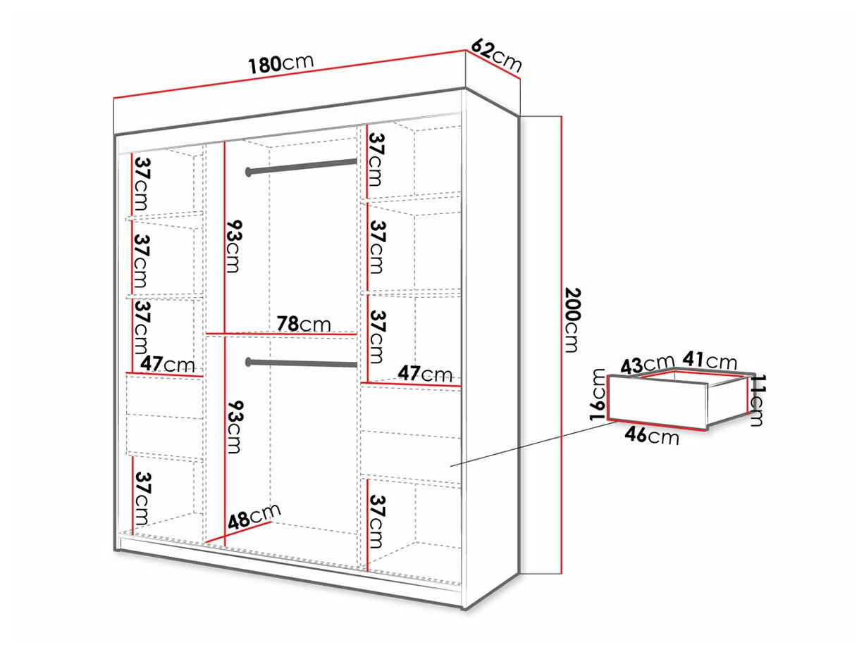 Шкаф Hartford 312 (Белый + Чёрный)