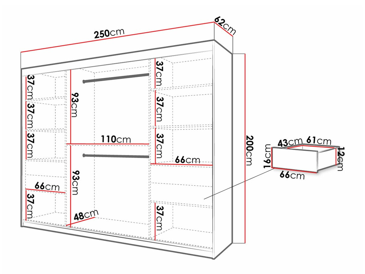 Шкаф Hartford 316 (Белый + Чёрный)