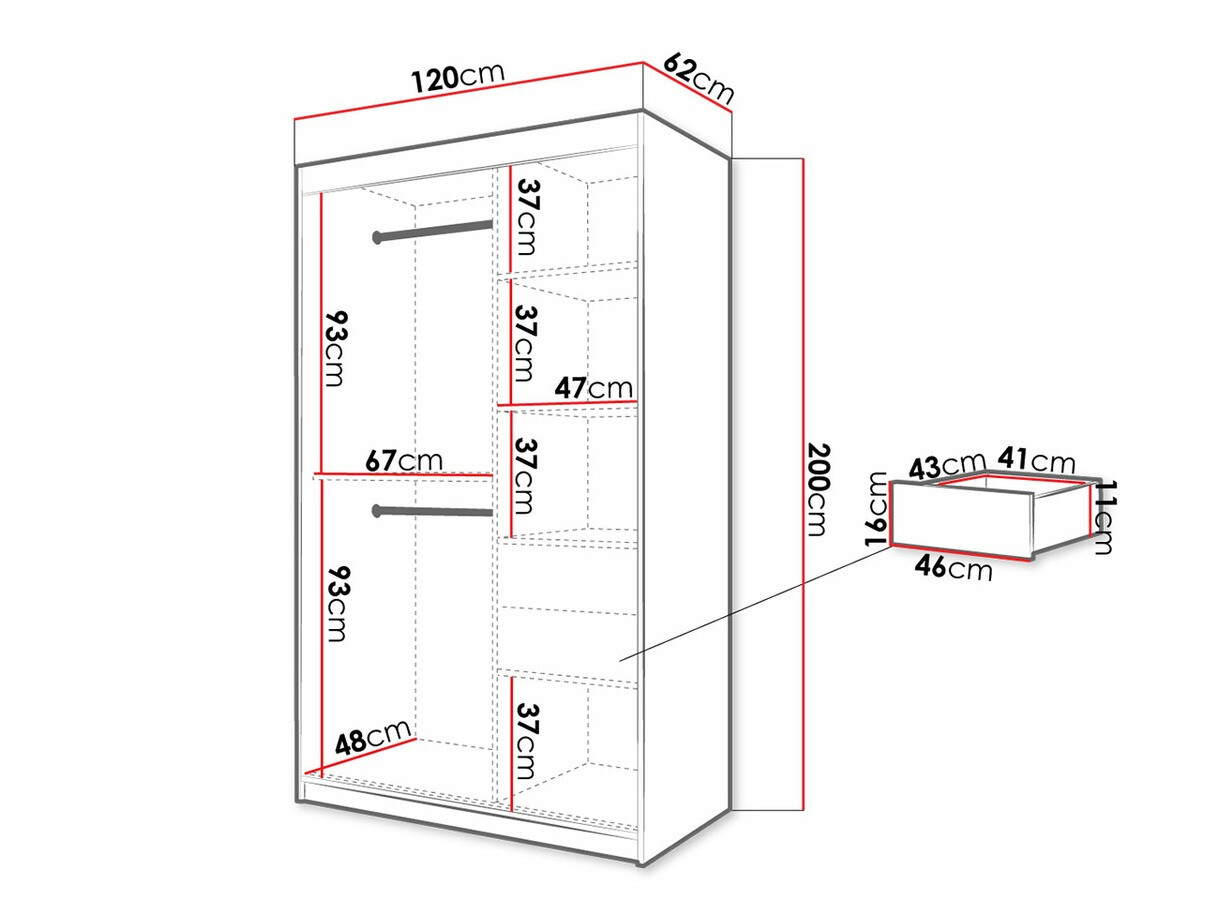 Skapis Hartford 309 (Melns + Artisan ozols)