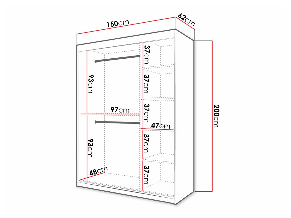 Skapis Hartford 310 (Melns + Artisan ozols)