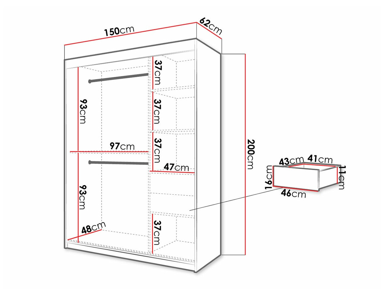 Skapis Hartford 311 (Melns + Artisan ozols)