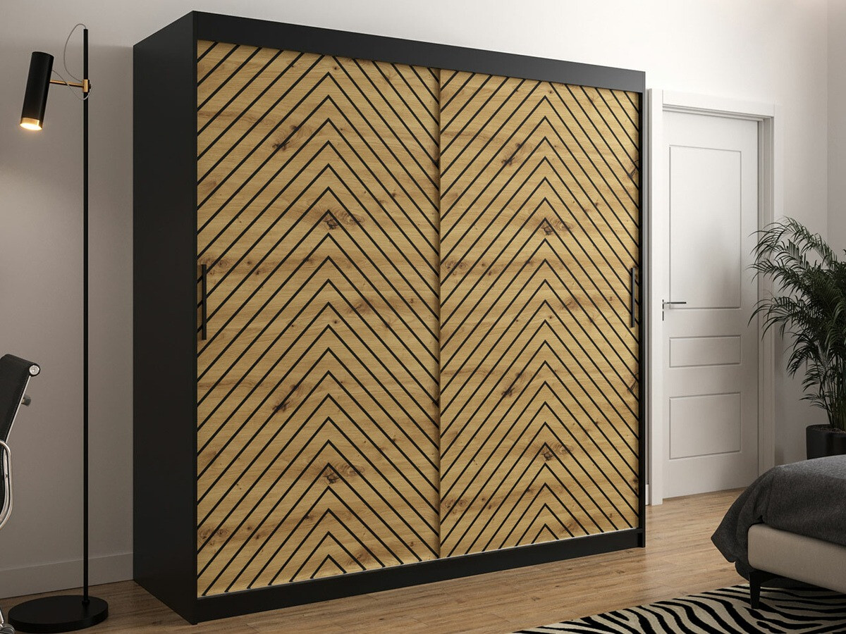 Skapis Hartford 314 (Melns + Artisan ozols)