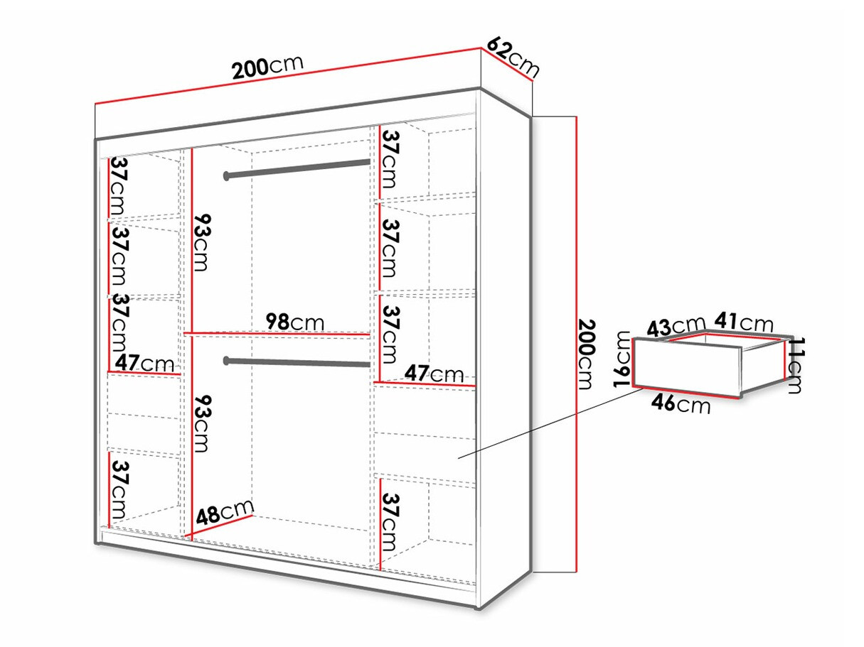 Skapis Hartford 314 (Melns + Artisan ozols)