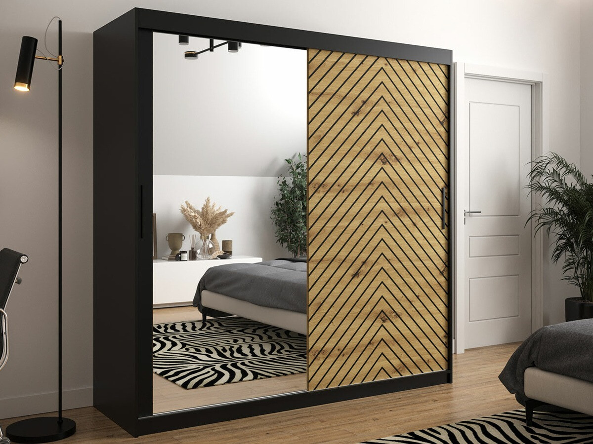 Skapis Hartford 315 (Melns + Artisan ozols)