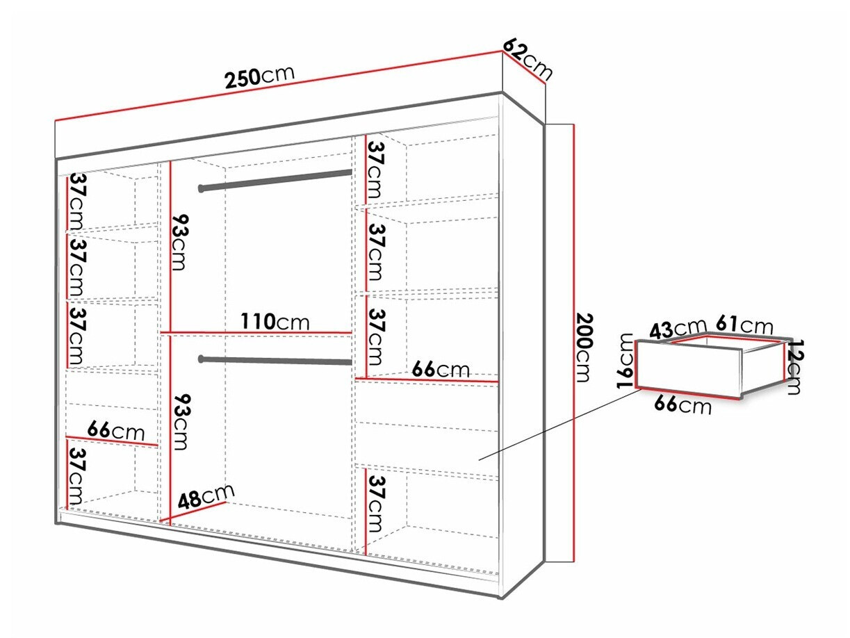 Skapis Hartford 316 (Artisan ozols + Melns)
