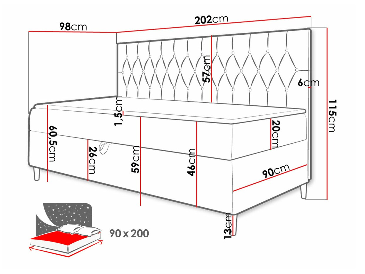 Континентальная кровать Baltimore 166 (Soft 017 + Fresh 1)
