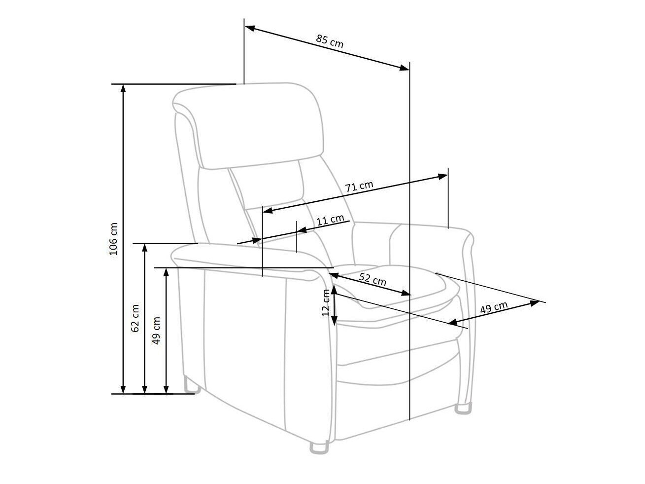 Krēsls reglainer Houston 1030 (Pelēks)