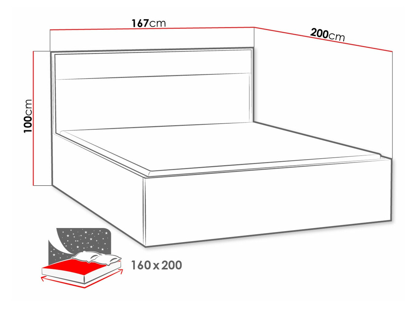 Кровать Etrmoni 113 (Светлое дерево + Дуб)