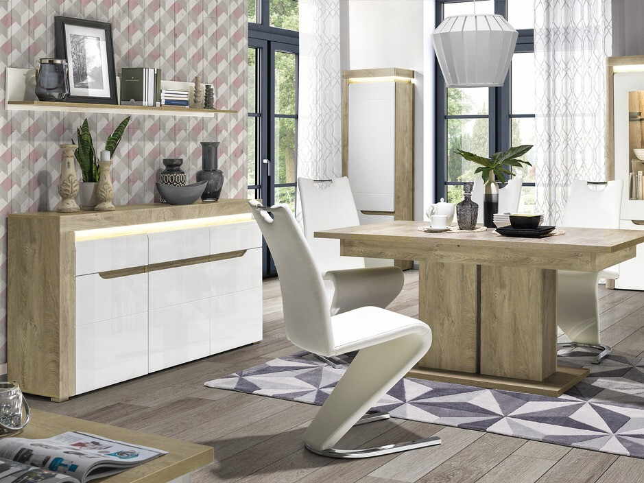 Kомод Revelmi 103 (Дуб + Глянцевый белый)