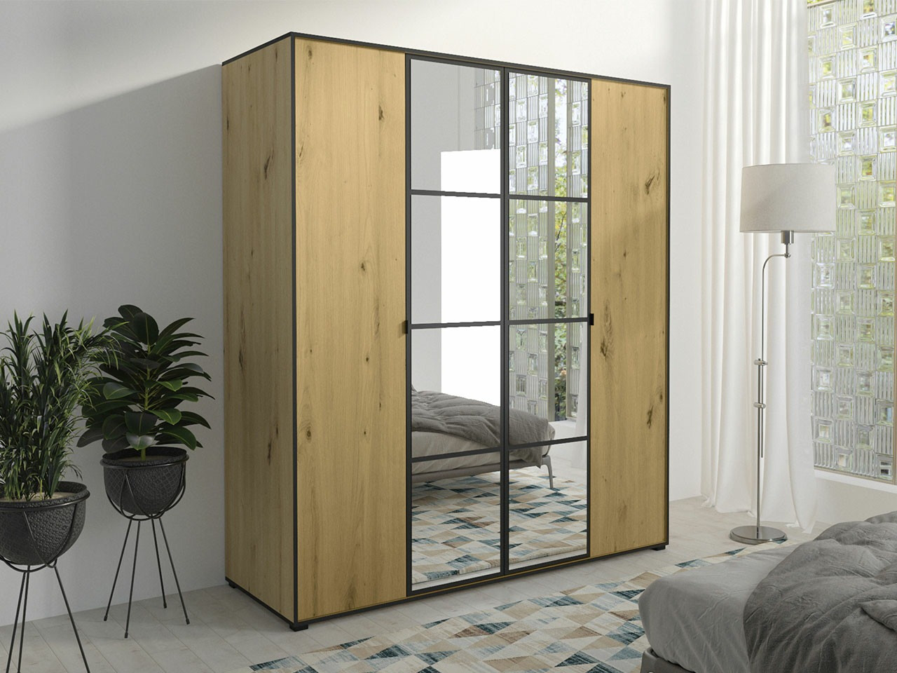 Шкаф Toledo 117 (Artisan дуб + Чёрный)