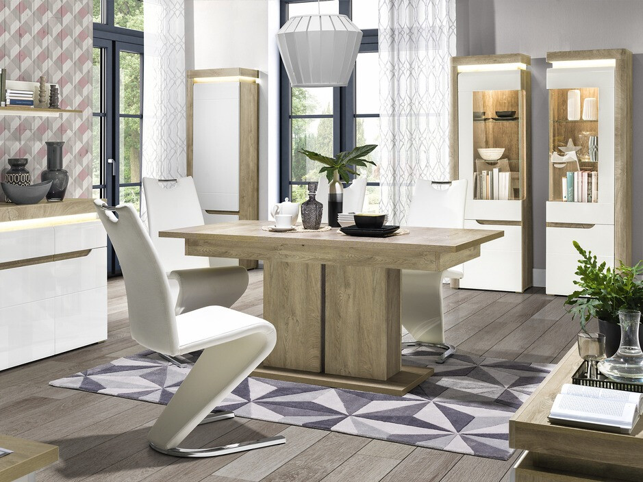 Стеллаж Revelmi 105 (Дуб + Глянцевый белый)