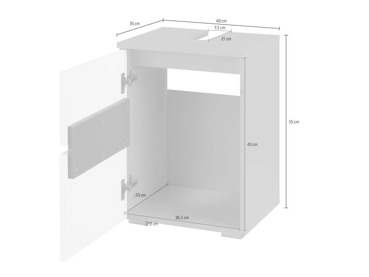 Stāvošs vannas istabas skapītis izlietnei Soncamu 103 (Antracīts + Ozols)