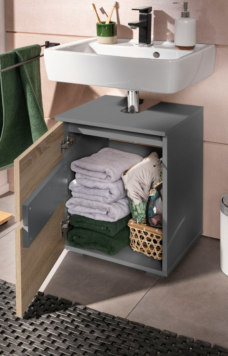 Stāvošs vannas istabas skapītis izlietnei Soncamu 103 (Antracīts + Ozols)