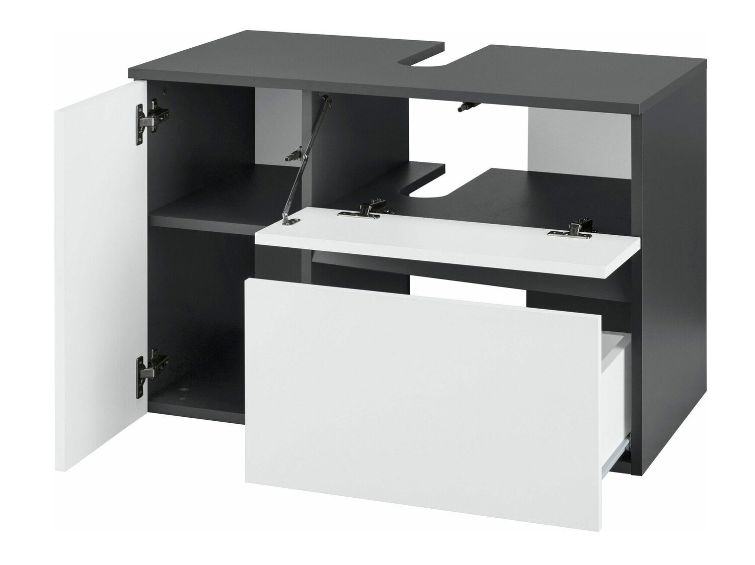 Piekarams vannas istabas skapītis izlietnei Soncamu 107 (Balts + Antracīts)