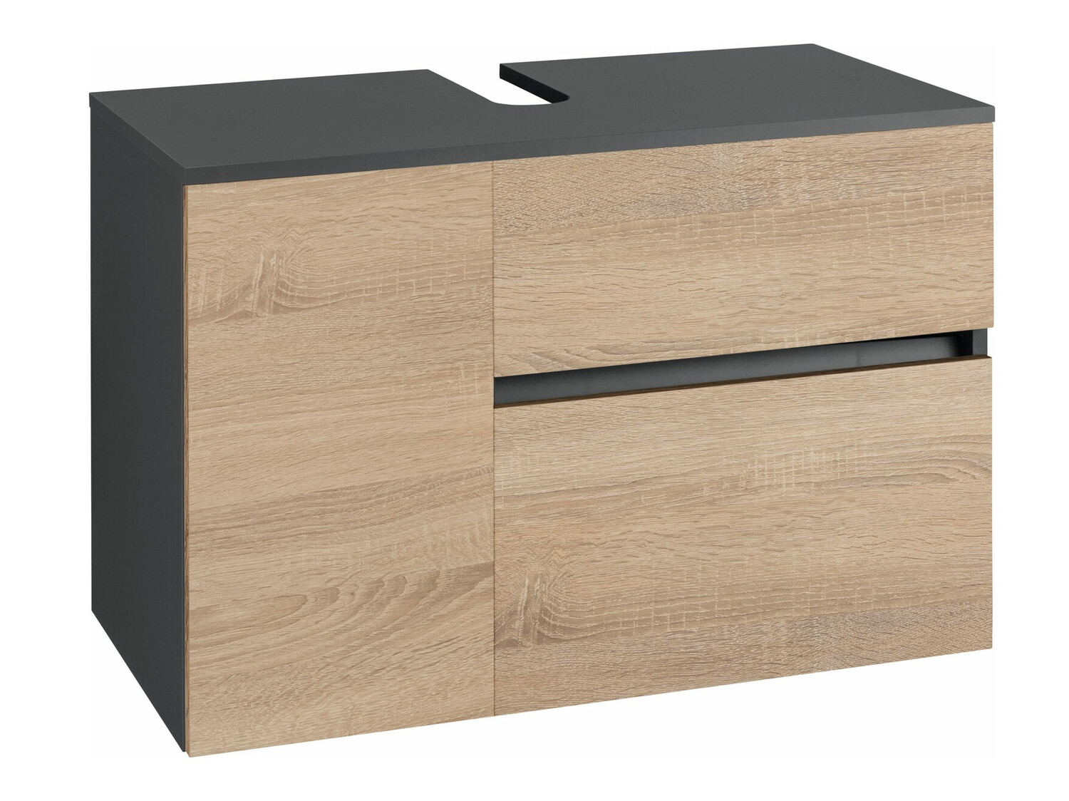 Подвесной шкаф для ванной комнаты под раковину Soncamu 107 (Антрацит + Дуб)
