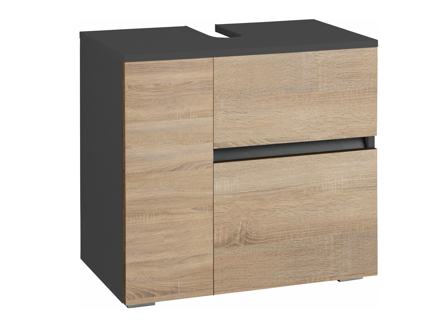 Stāvošs vannas istabas skapītis izlietnei Soncamu 108 (Antracīts + Ozols)