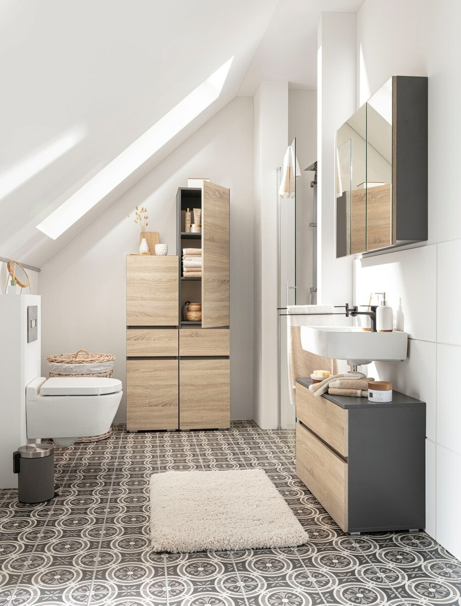 Stāvošs vannas skapītis Soncamu 106 (Antracīts + Ozols)