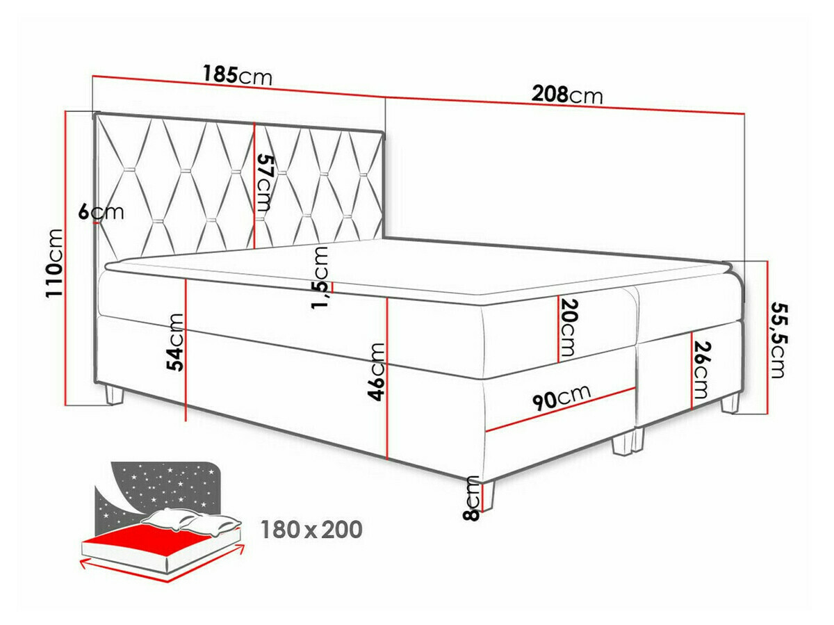 Континентальная кровать Baltimore 176 (Fresh 8)