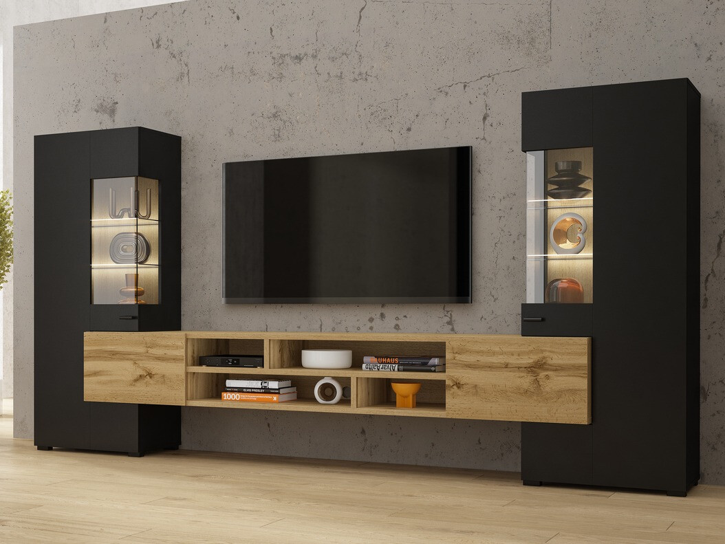 Набор для гостиной Mondalo 101 (Дуб вотан + Матовый черный)