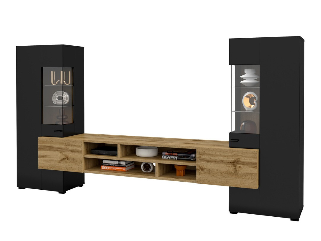 Набор для гостиной Mondalo 101 (Дуб вотан + Матовый черный)