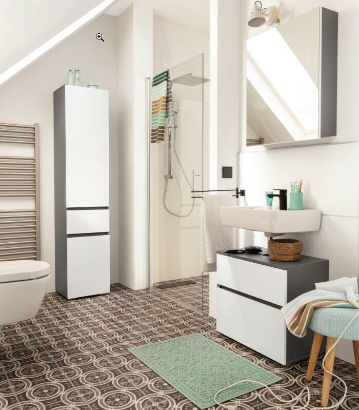 Vannas istabas skapis ar spoguli Soncamu 105 (Balts + Antracīts)