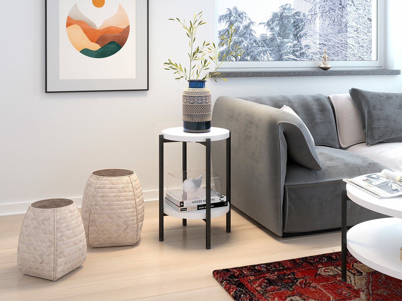 Kafijas galdiņš Providence 179 (Balts + Melns)