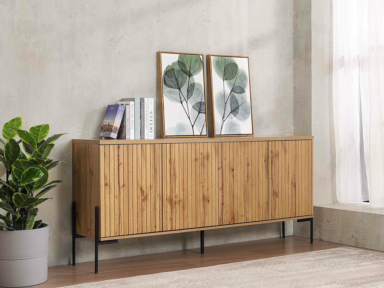 Skapis Denton 977 (Melns + Votan ozols)