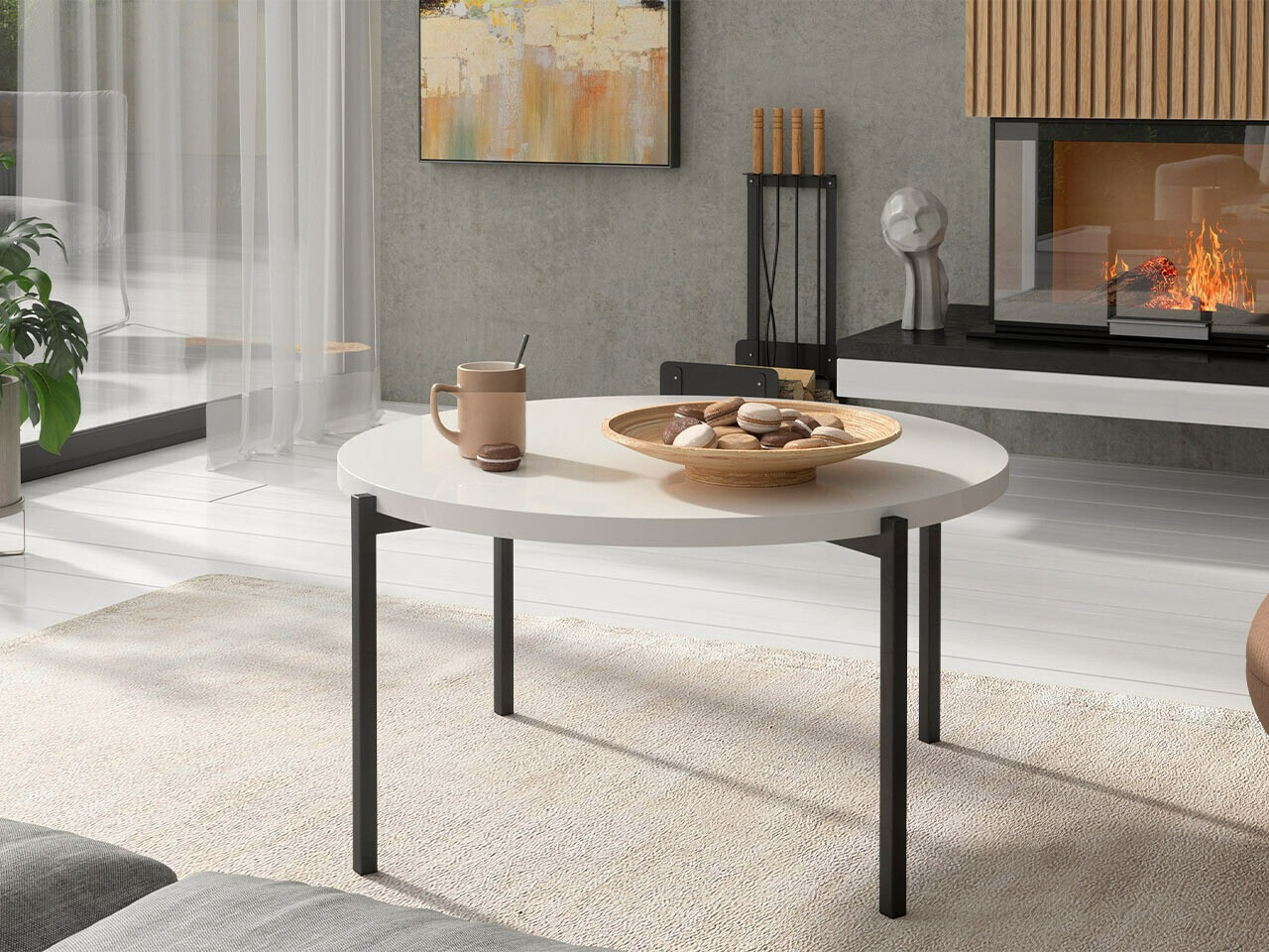 Журнальный столик Providence 176 (Глянцевый белый + Чёрный)