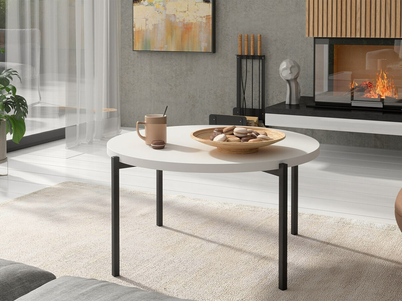 Žurnālu galdiņš Providence 176 (Balts + Melns)