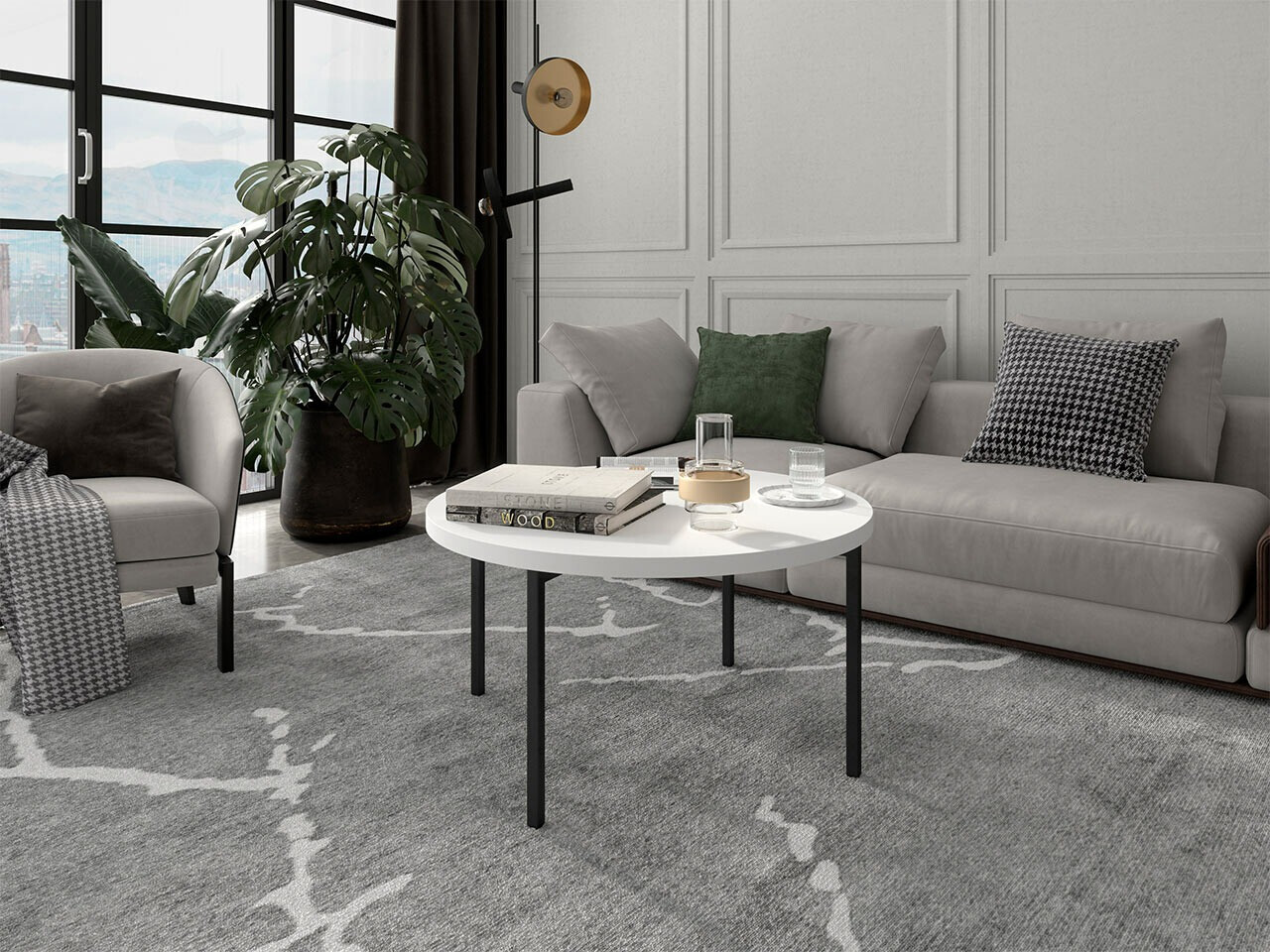 Žurnālu galdiņš Providence 178 (Balts + Melns)