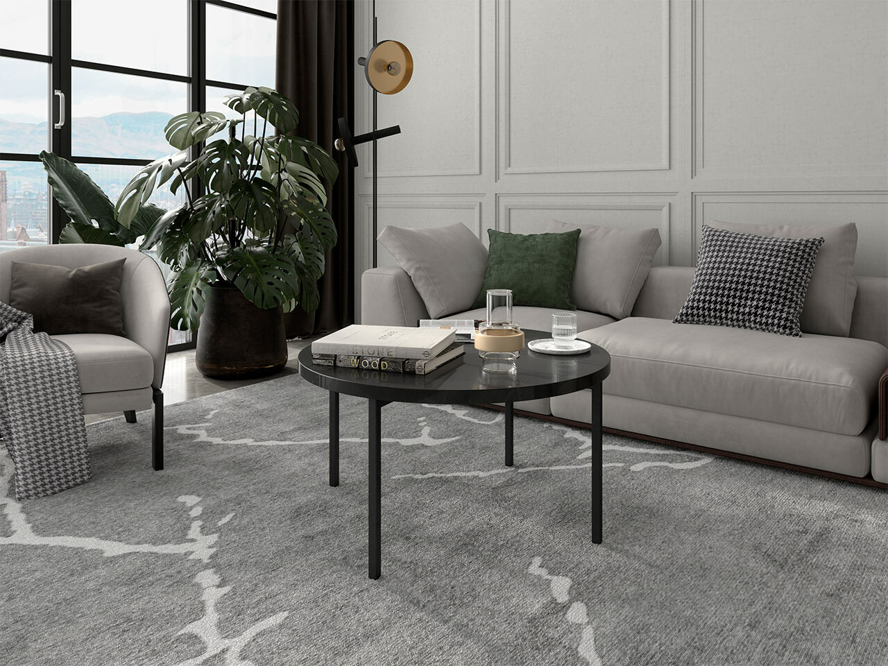 Žurnālu galdiņš Providence 178 (Glancēts melns + Melns)