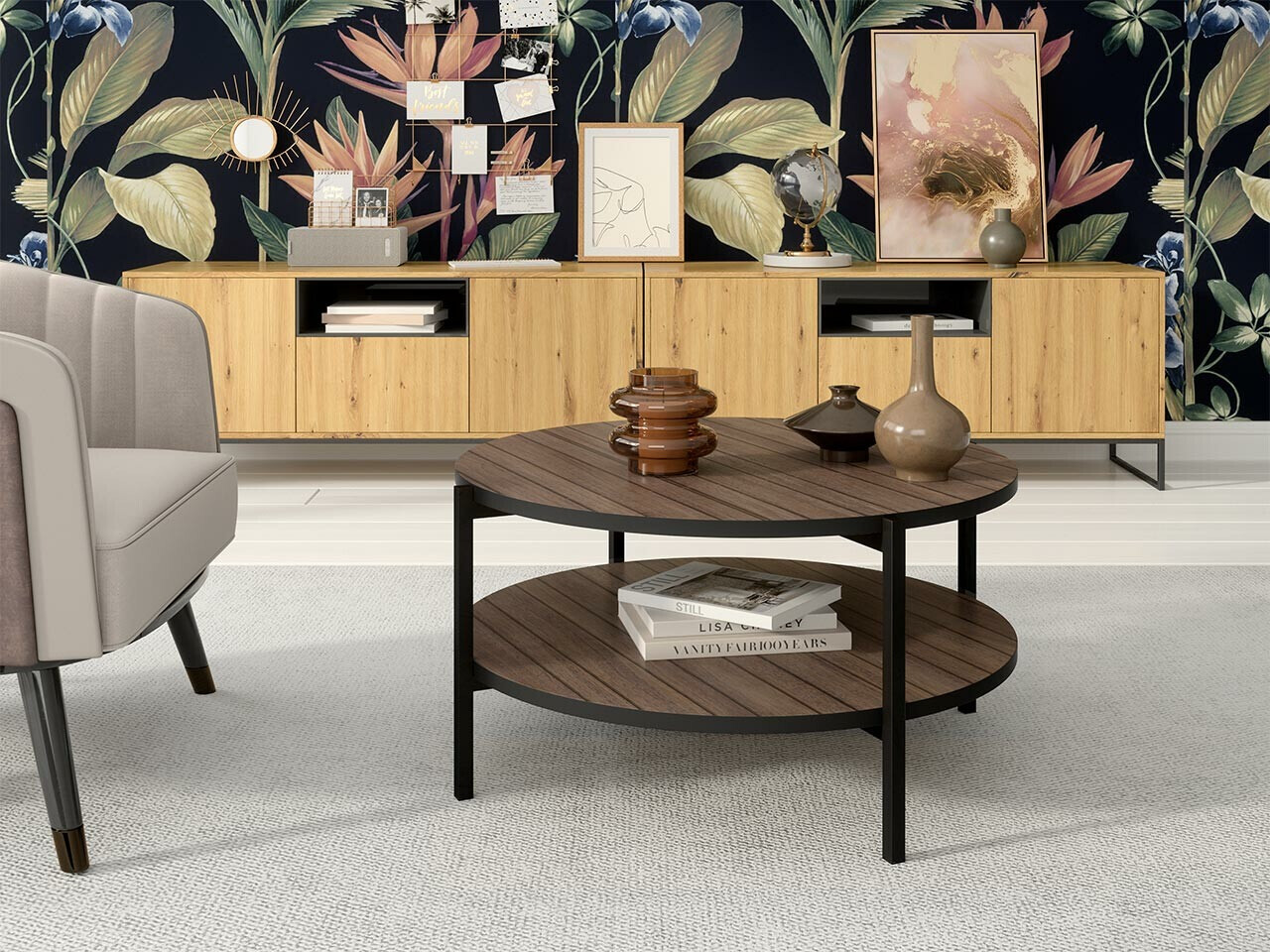 Žurnālu galdiņš Providence 181 (Brūns + Melns)