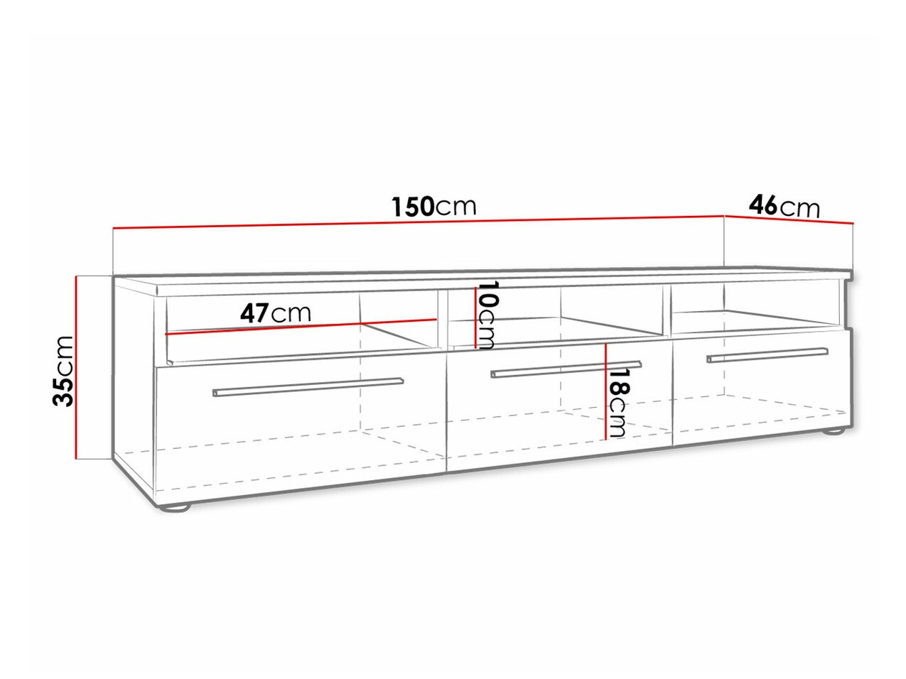 ТВ тумба Nashville 100 (Белый + Глянцевый черный)