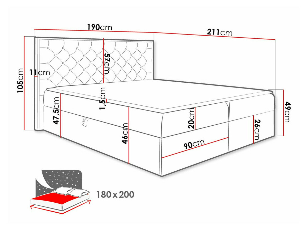 Kontinentālā gulta Baltimore 182 (Votan ozols + Faro 5)