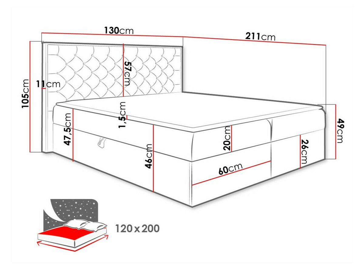 Континентальная кровать Baltimore 182 (Дуб вотан + Faro 7)
