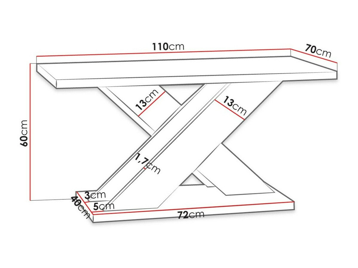 Журнальный столик Goodyear 116 (Глянцевый черный + Бетон)