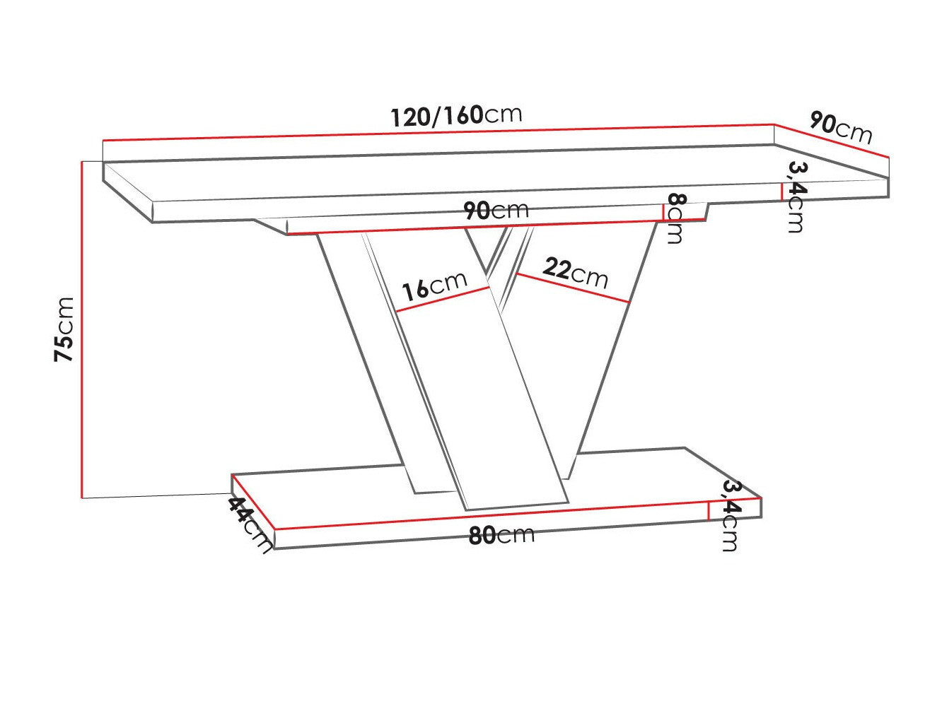 Galds Goodyear 125 (Artisan ozols + Melns)