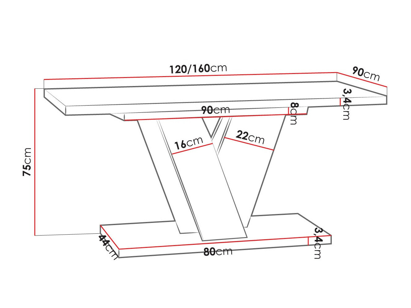 Galds Goodyear 125 (Glancēts balts + Pelēks)