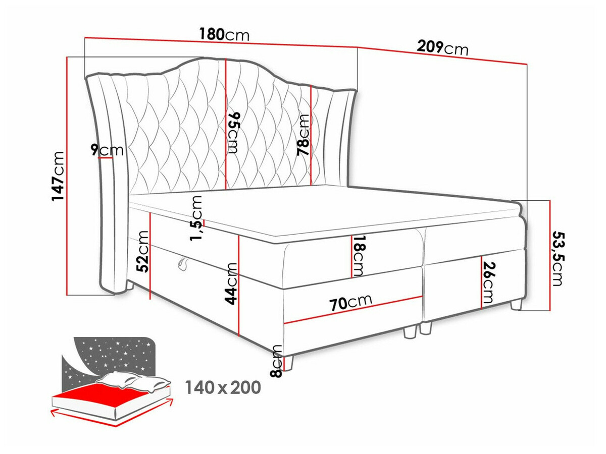 Континентальная кровать Baltimore 183 (Fresh 13)