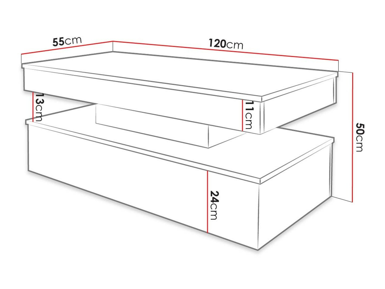 Žurnālu galdiņš Monfero 100 (Balts + Glancēts balts)