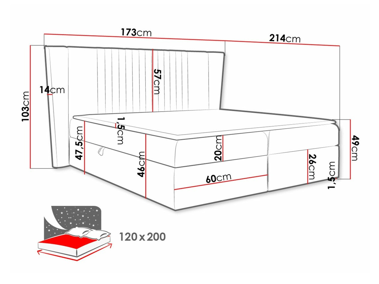 Континентальная кровать Baltimore 184 (Magic Velvet 2260)