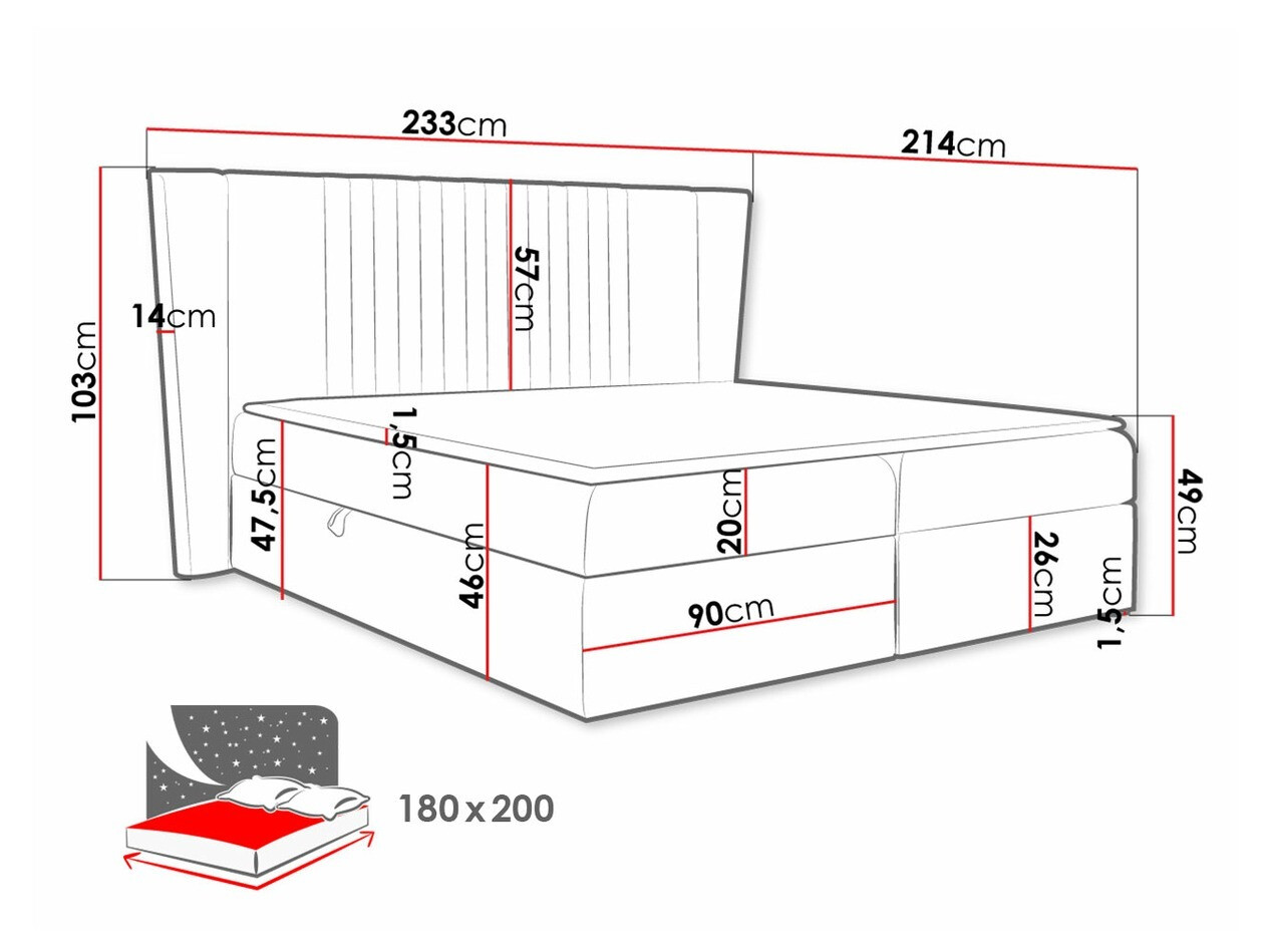 Континентальная кровать Baltimore 184 (Magic Velvet 2260)