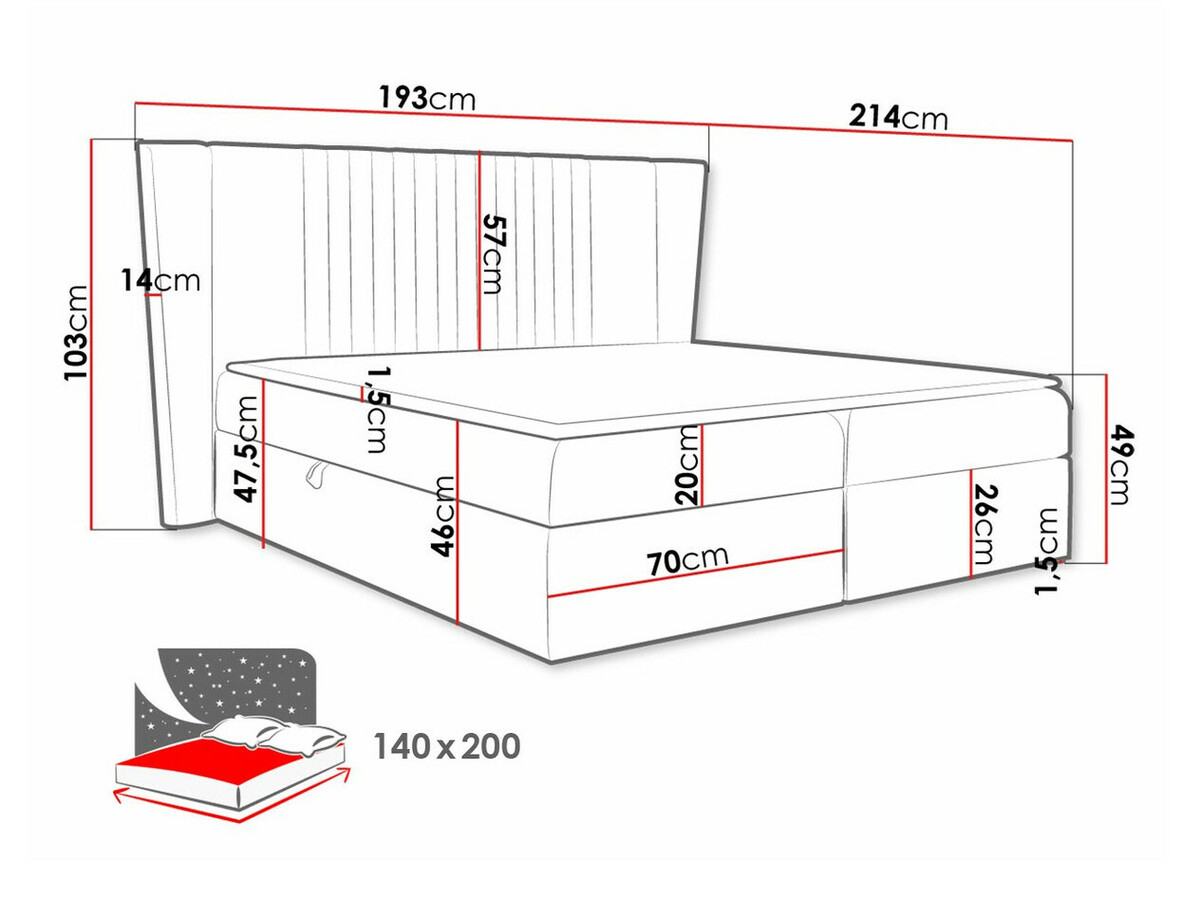 Континентальная кровать Baltimore 184 (Magic Velvet 2271)