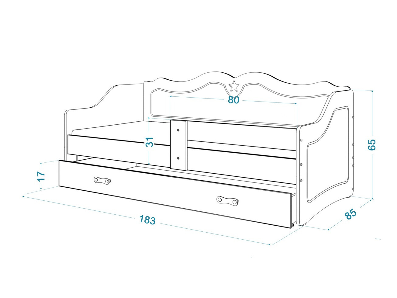 Кровать Aurora 148 (Белый + Серый)
