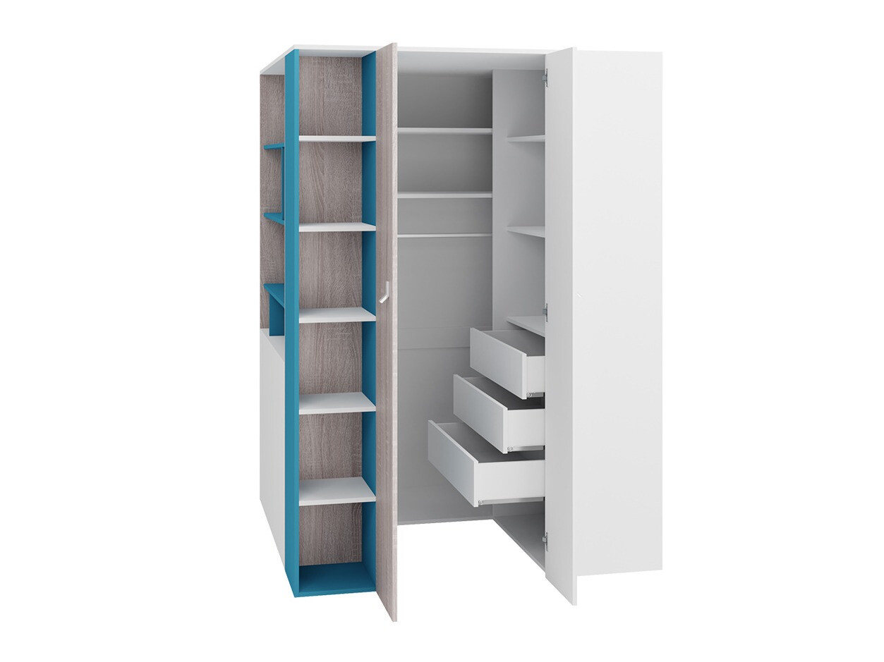 Bērnu istabas komplekts Camteso 115 (Balts + Ozols + Tirkīzs)