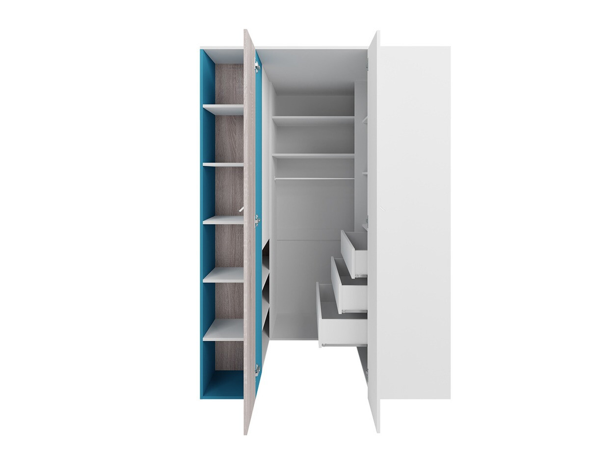 Bērnu istabas komplekts Camteso 115 (Balts + Ozols + Tirkīzs)