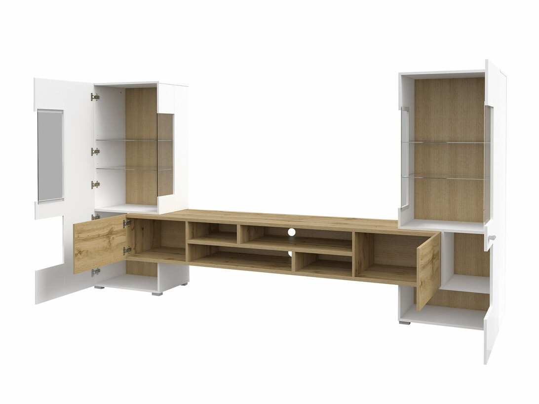 Набор для гостиной Mondalo 101 (Дуб вотан + Глянцевый белый)