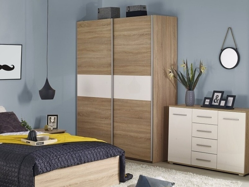 Шкаф Cirveso 110 (Сонома Дуб + Глянцевый белый)